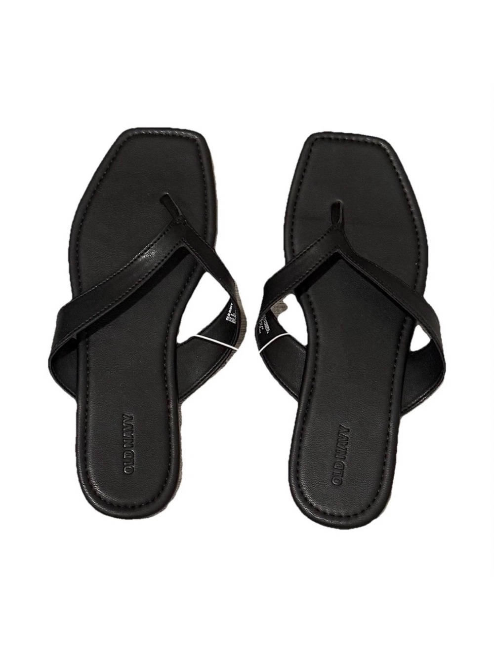 Old Navy Black Square-Toe Thong Sandals with Cross Strap